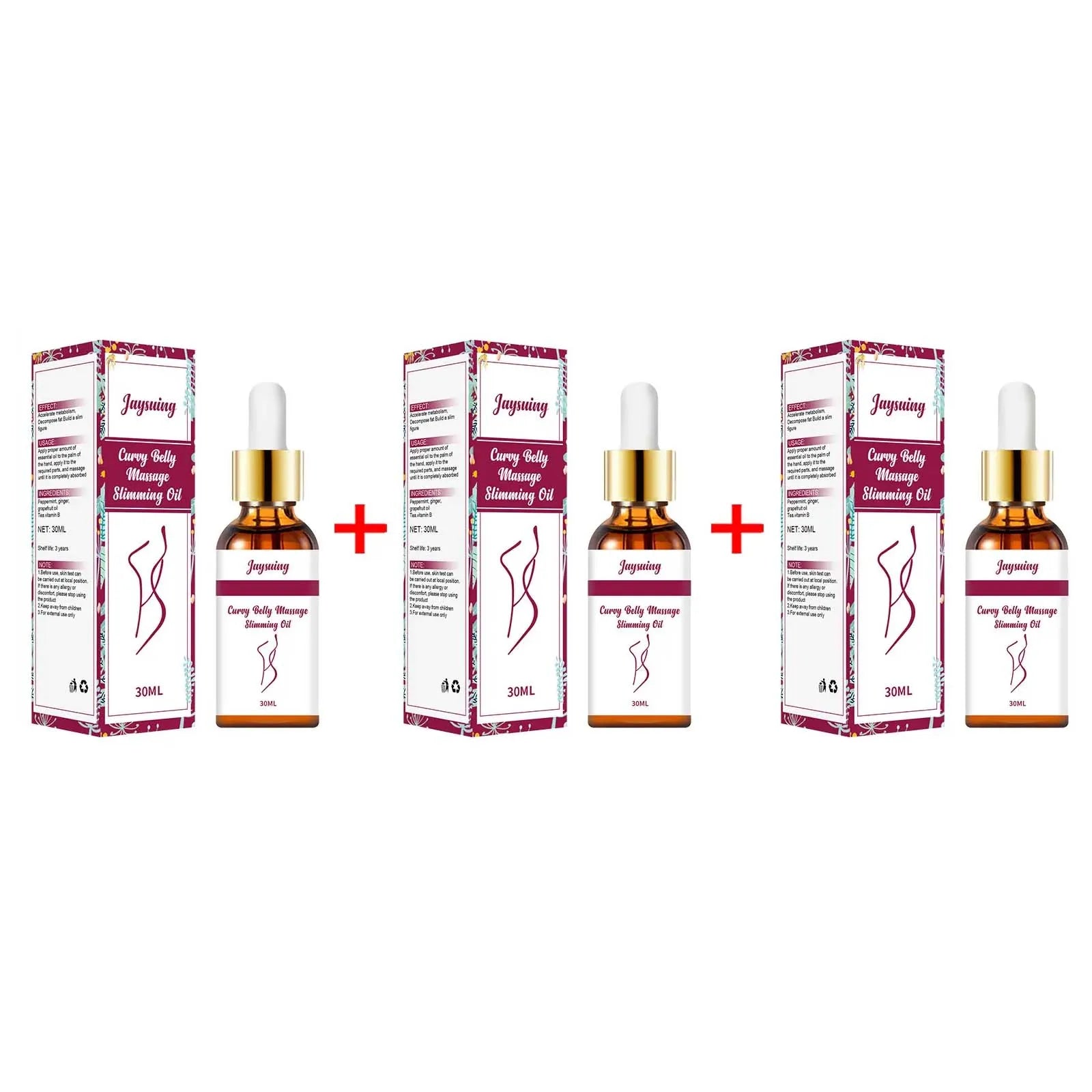 Body Care Oil Nourishing Firming Fat Burning Belly Waist Anti-Cellulite Relax Massage Shaping Tighten Weight Lose Slimming Oil Zpaxo 3 x 30ml Boxed