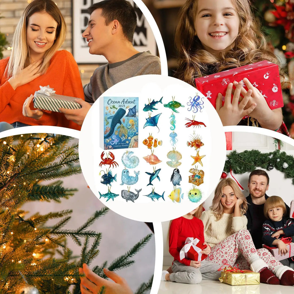 Christmas Advent Calendar 2025 Ocean Themed 2D Acrylic Sea Animals