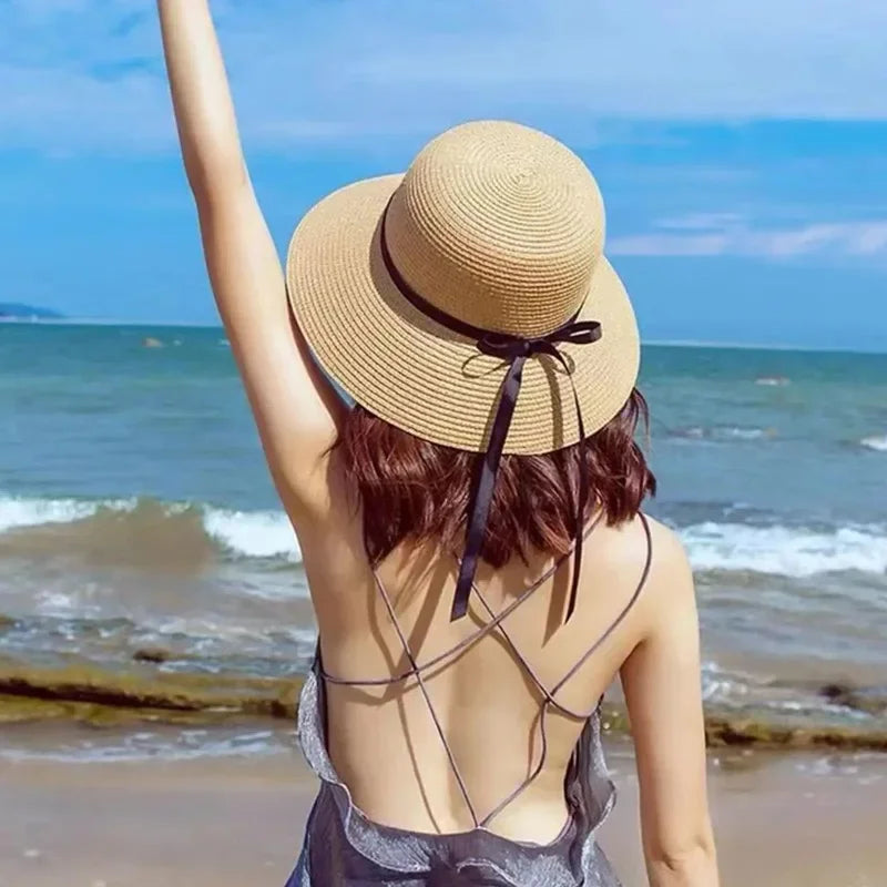 Summer Straw Hat Big Wide Brim Foldable Beach Sun Floppy Block UV