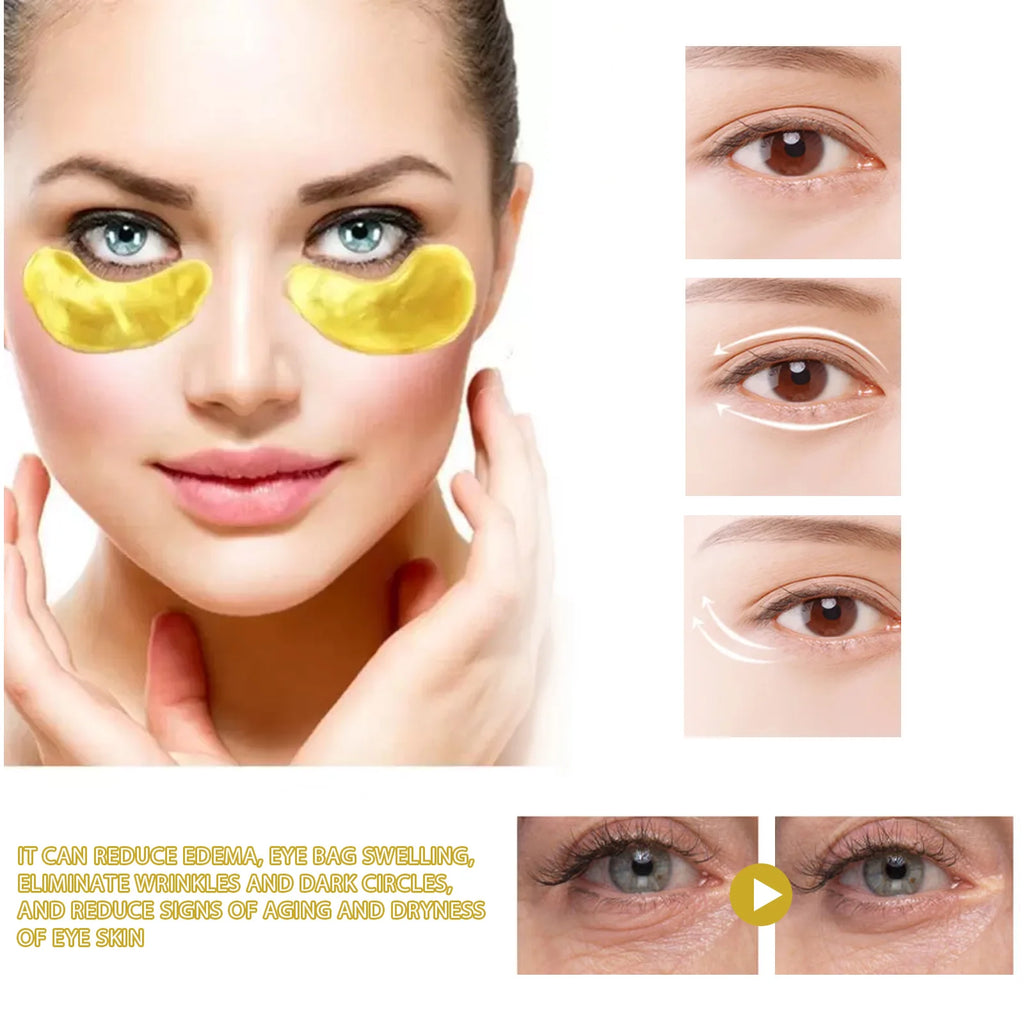 EELHOE 24k Gold Under Eye Patches 60 Pcs Eye Mask Pure Gold Anti-Aging Collagen Hyaluronic Acid Under Eye Mask Zpaxo