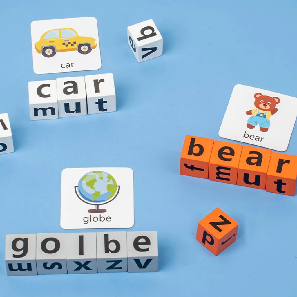 Wooden Alphabet Spelling Learning Toy Preschool Word Building Game