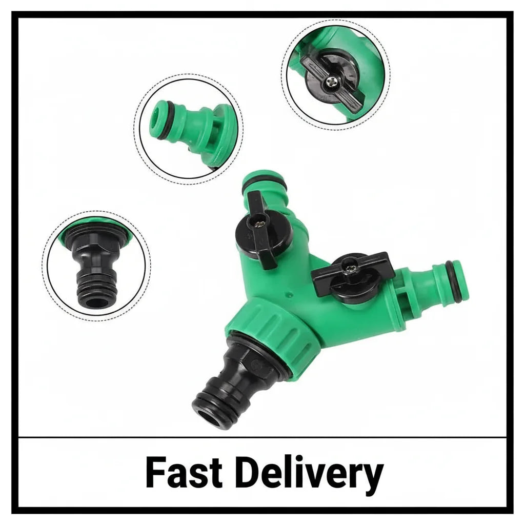 2-Way Garden Hose Splitter with Dual Shut-Off Valves Garden Hose Splitter Zpaxo