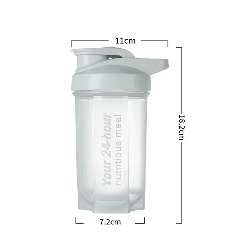 Hot Portable Shaker Cup for Men and Women Protein Powder Replacement Milkshake Mixing Cup Fitness Sports Water Cup Scale Bottle Zpaxo Gray