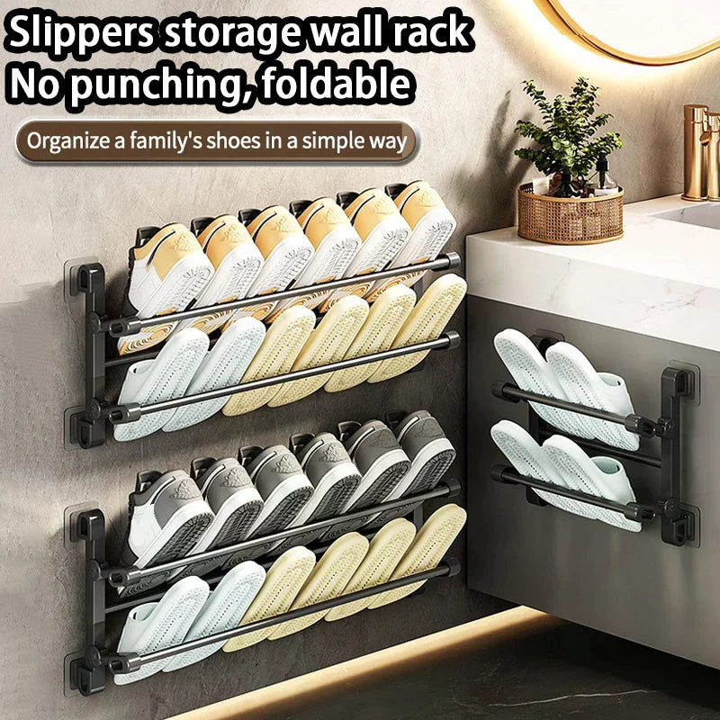 Multifunctional Wall-mounted Shoe Rack Convenient Design Stainless Zpaxo