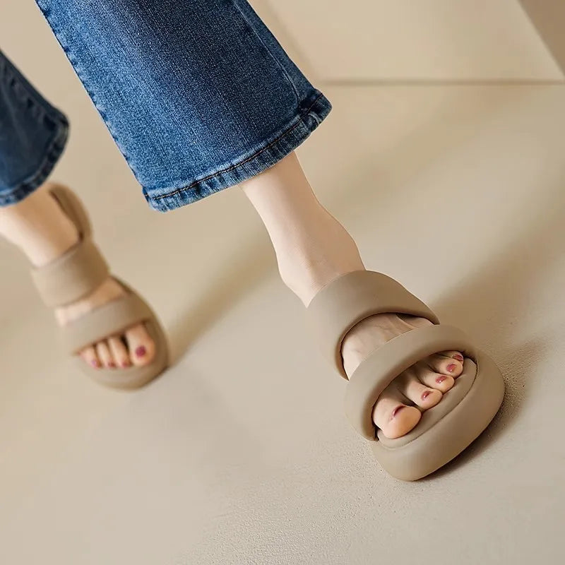 Soft-soled Sandals and Slippers Women's Summer Muffin Thick-soled Thick-soled Slipper Bread Beach Sandals and Plus Size Zpaxo