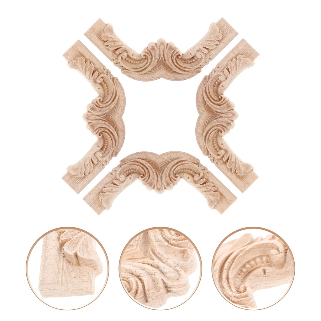 Wood Carved Appliques French Luxury Decorative Corner Onlays
