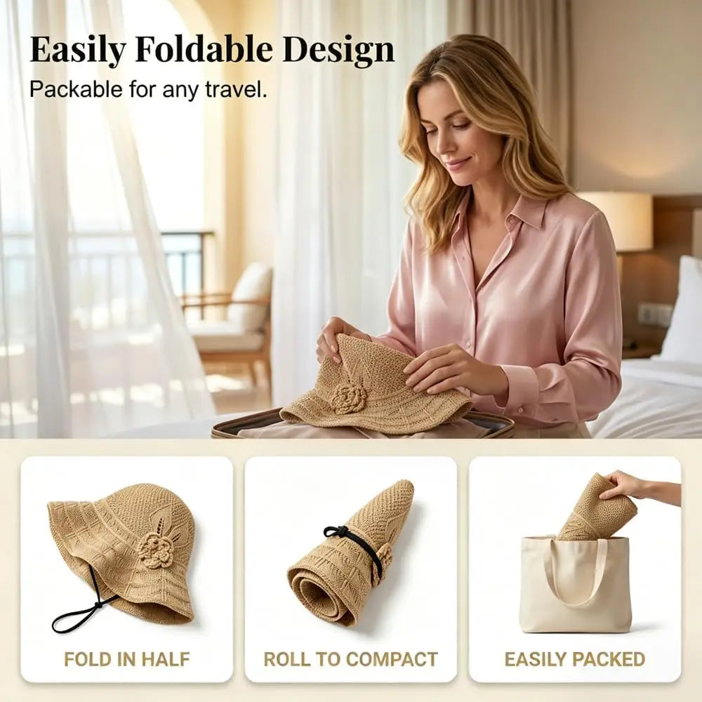Elegant Woven Straw Sun Hat 2026 Hats Women Womens Packable Travel Zpaxo