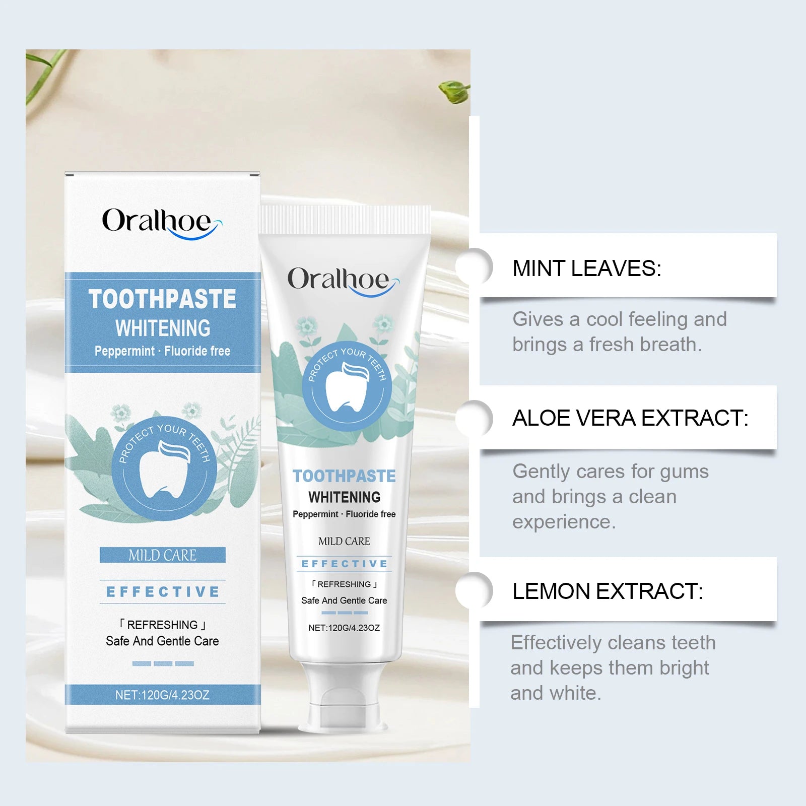 Mint Toothpaste For Gentle Teeth Stain & Yellowing Care - Brighten Shine, Daily Oral Hygiene With Long-Lasting Freshness Zpaxo
