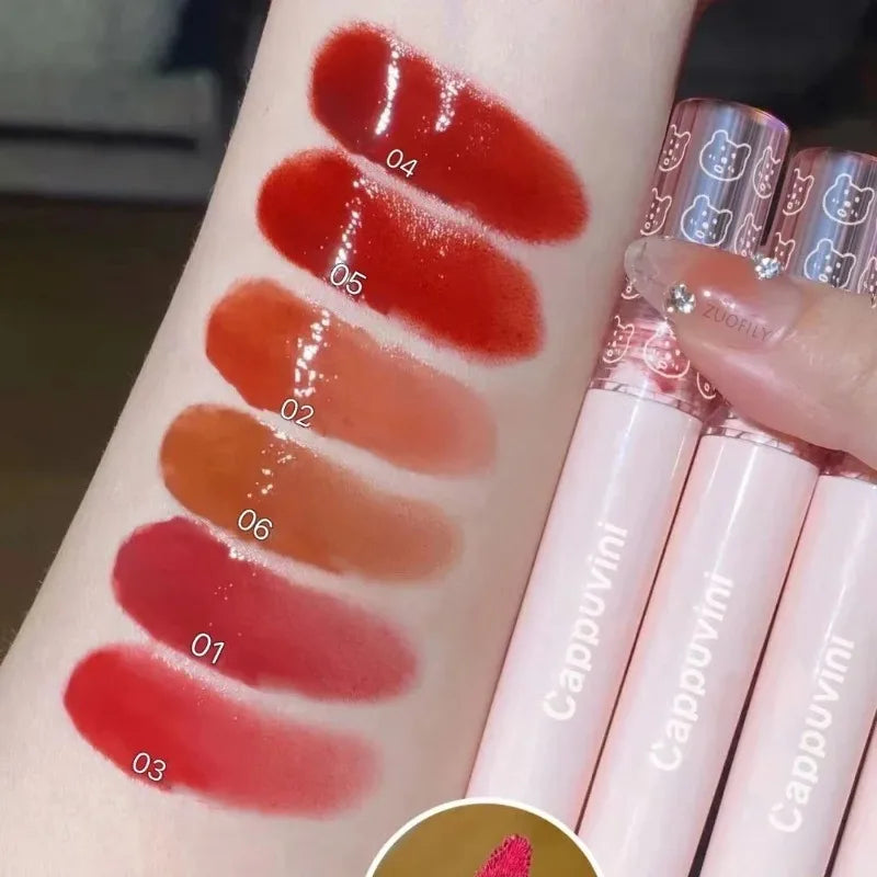 Cherry Red Mirror Water Lip Gloss Waterproof Glaze Transparent Glass