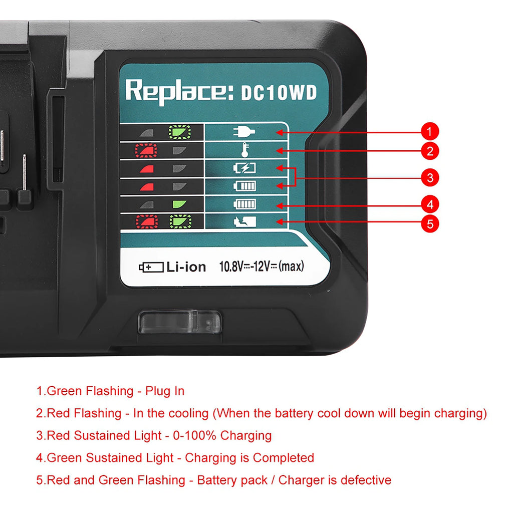 Fast Lithium Battery Charger 10 8V 12V Makita DC10WD BL1015 EU US