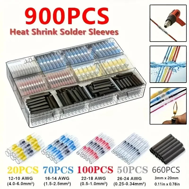 Solder Seal Heat Shrink Butt Connectors Waterproof Insulated Wire