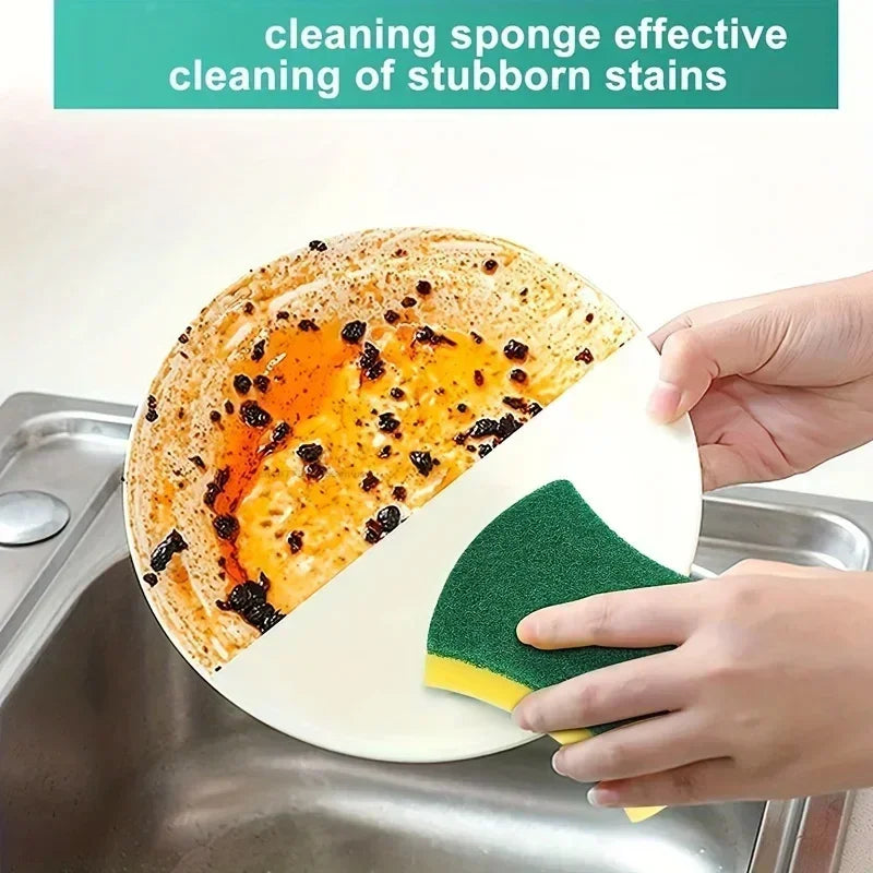 50/1Pcs Kitchen Dishwashing Sponge Soft Absorbent Clean Rub Pot Rust Scouring Pad Removing Kits Household Cleaning Brush Sponge Zpaxo