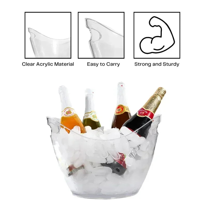 Hot Transparent Ice Bucket Beverage Bucket Cooling Large Ice Bucket Used for Wine Champagne Bar Home Party Supplies Zpaxo