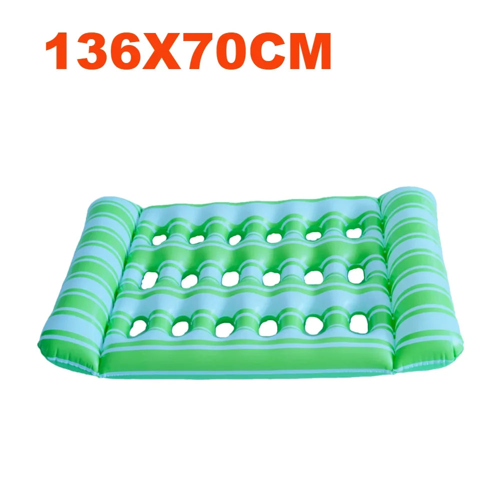 Inflatable Floating Bed with Headrest PVC Floating Lounger Pool Air Mattress for Swimming Pool Beach Adult Water Sleeping Bed Zpaxo 136X70CM D