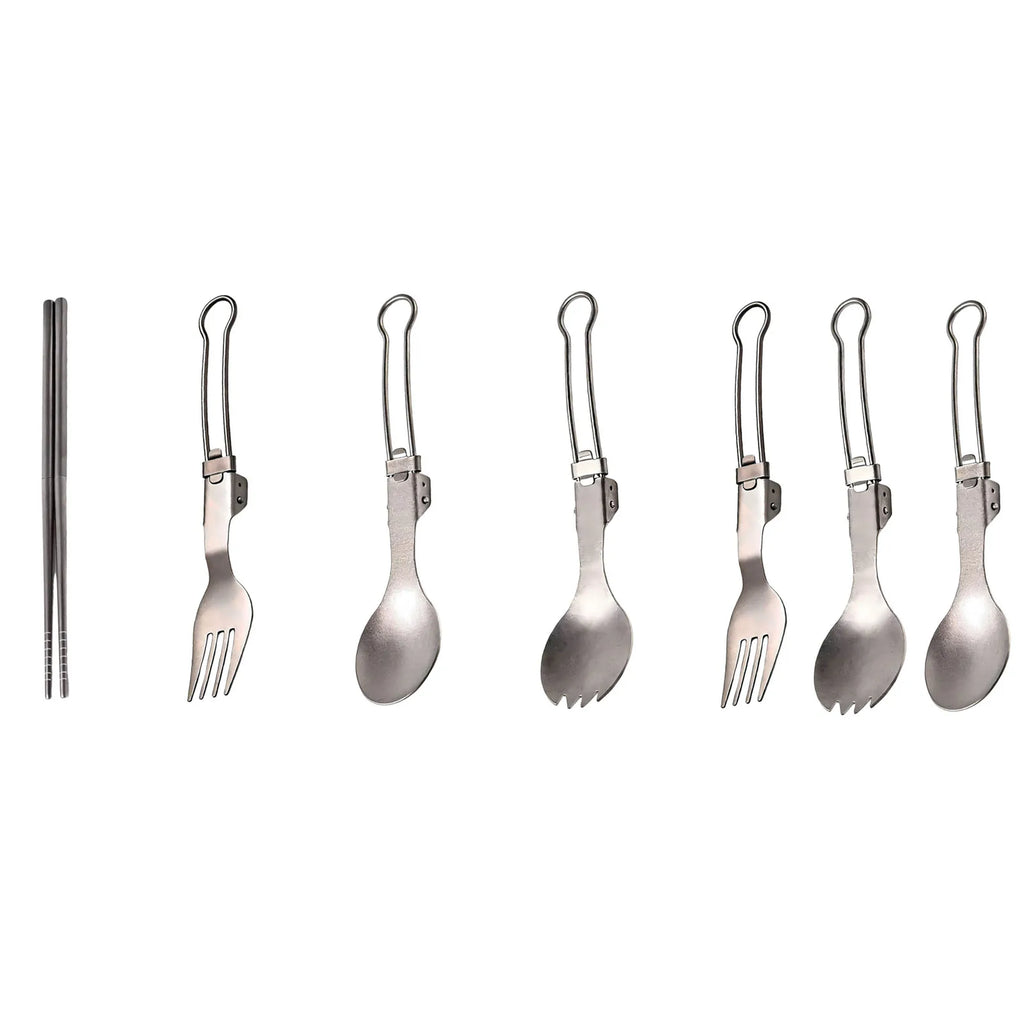 Titanium Foldable Cutlery Ultralight Portable Tableware Locking