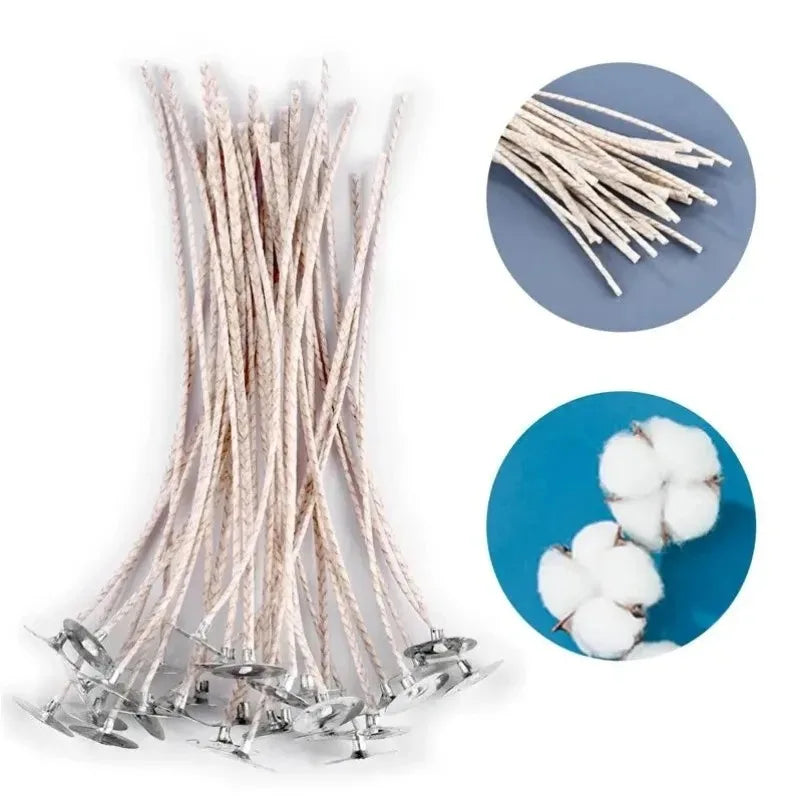 6-20cm 30pcs Smokeless Candle Wick Cotton Soy Wax Wick Large Base Household Scented Woven Candle Wick Kerosene Lamp Wax Thread Zpaxo