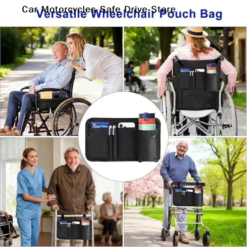 M1Pcs Travel Pouch Wheelchair Side Bag Cup Holder Wheel Chair Seniors