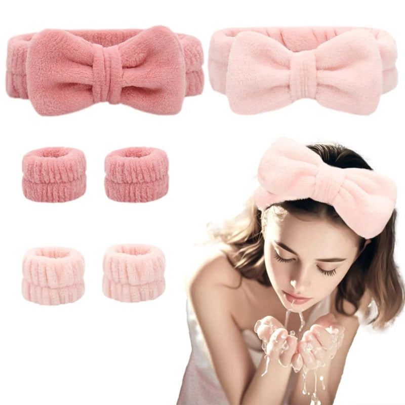 Face Wash Headband & Wristband Set – Skincare Hair Band