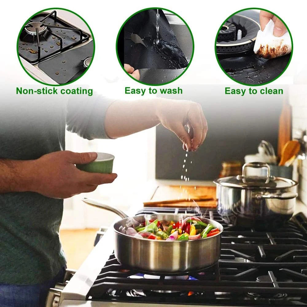 6Pcs Stove Burner Covers Gas Stove Burner Liners Non-Stick Reusable Gas Range Protector Kitchen Cookware Accessories Zpaxo