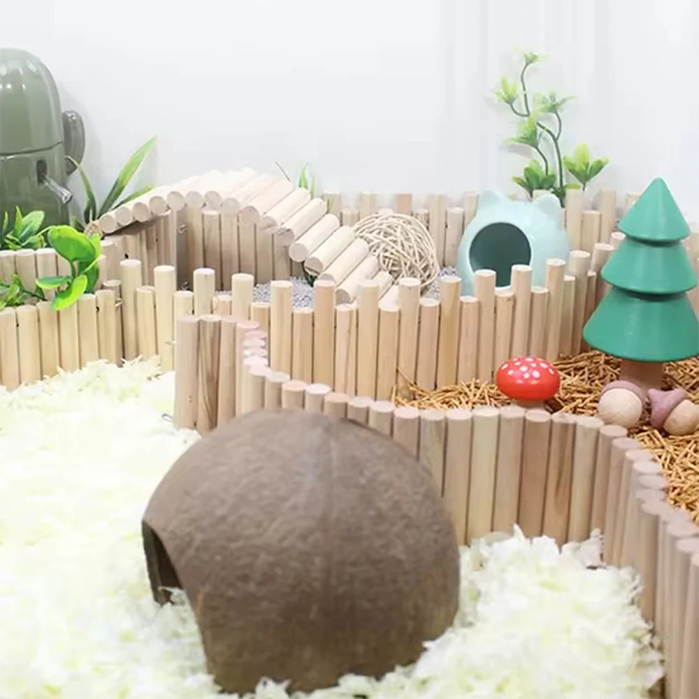 Hamster Habitat Accessories Multiple Size Wooden Bridge Cage Hamster Bendable Fence for Small Animals Climbing Zpaxo