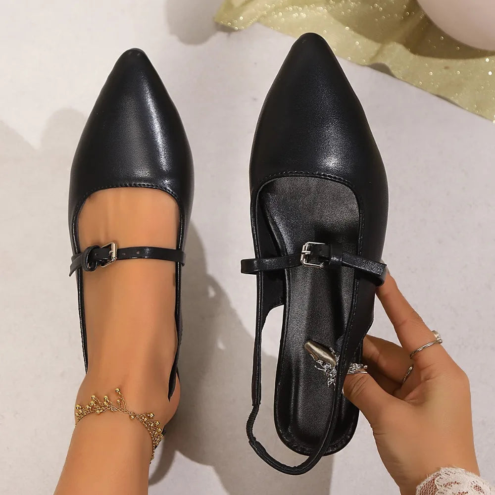 2025 Bling Women Sandal Fashion Pointed Toe Shallow Slip Ladies