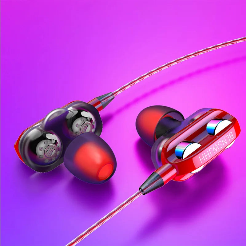 3.5mm Wired Headphones With Microphone 3.5 Plug In-ear Noise Cancelling Phone Earbuds Gamer Headset Cheap Hearing Aids HiFi 9D Zpaxo Red