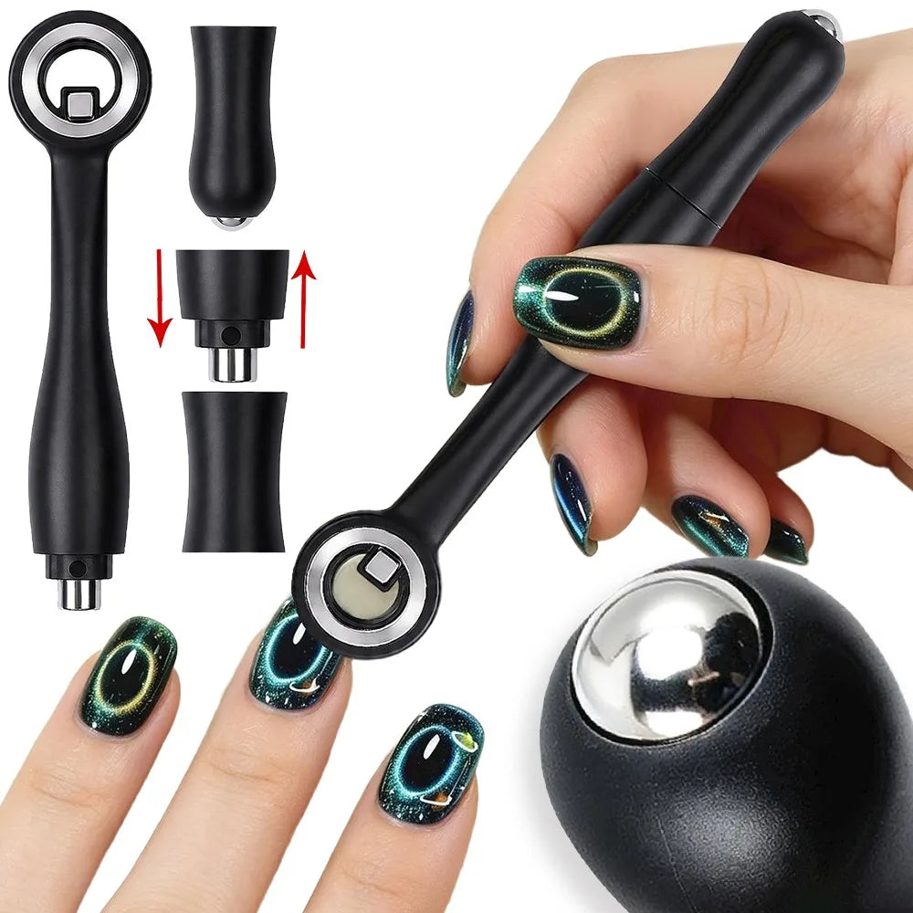Gourd Shaped Strong Cat Eye Magnetic Nail Magnet 3 In 1 Extra Thick Large Powerful Versatile Nail Art Magnetic Styling Tool Zpaxo