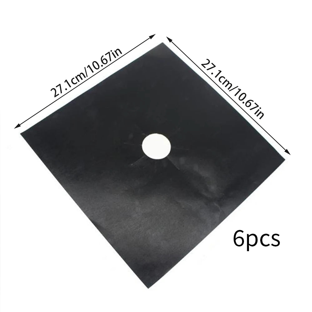 6Pcs Stove Burner Covers Gas Stove Burner Liners Non-Stick Reusable Gas Range Protector Kitchen Cookware Accessories Zpaxo 6pcs