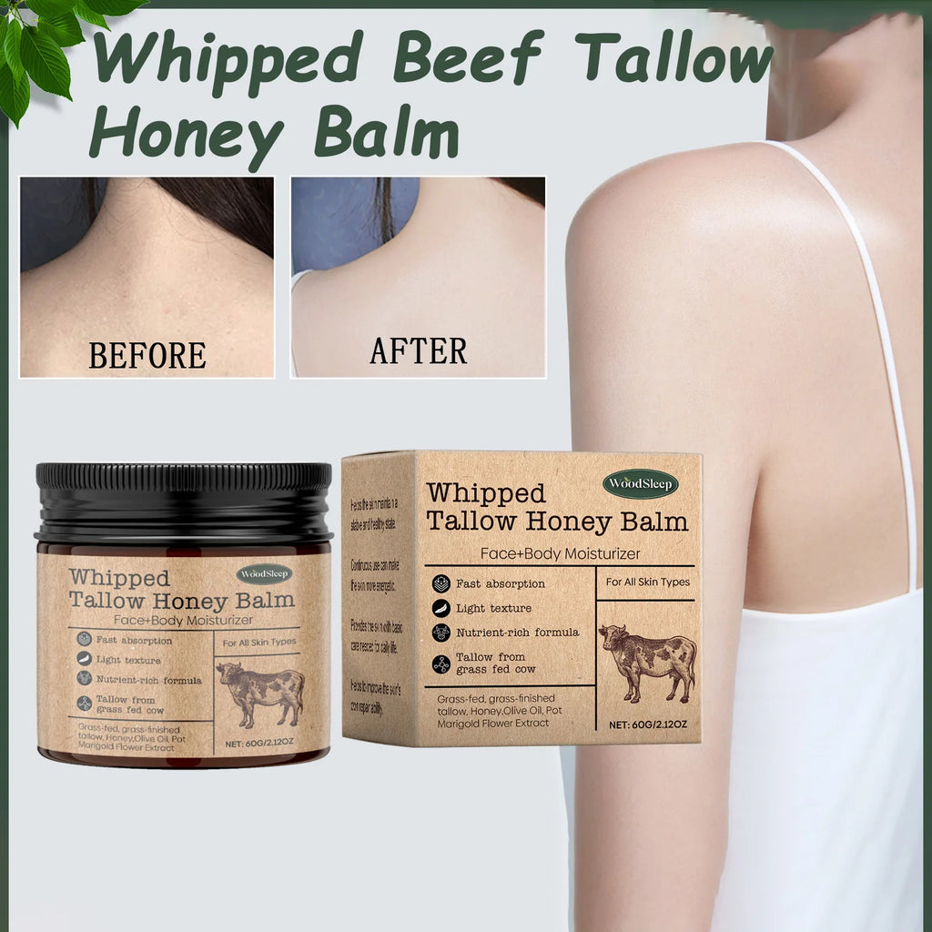 Whipped Beef Tallow Honey Balm Face & Body Moisturizer 60g Tallow Face Cream Zpaxo