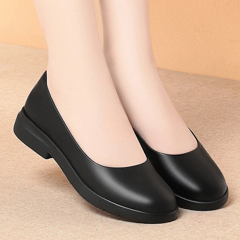 Low Heel Round Toe Work Shoes Black Single Professional Formal Zpaxo