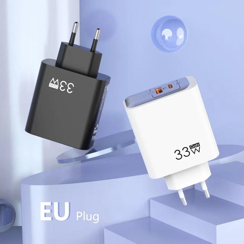 Gan Dual Port Double USB Charger Universal Fast Charging Turbo Charge