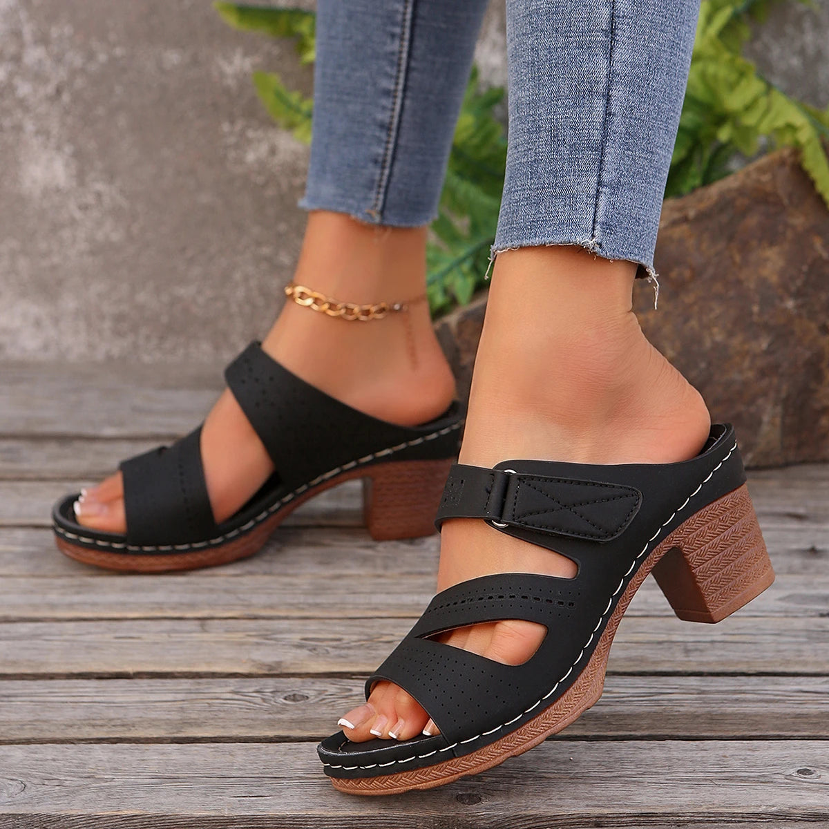 2026 Women Lightweight Hollow Sandals Summer High Heels Dress Shoes Chunky Open Toe Slippers Female Casual Slingback Shoes Women Zpaxo