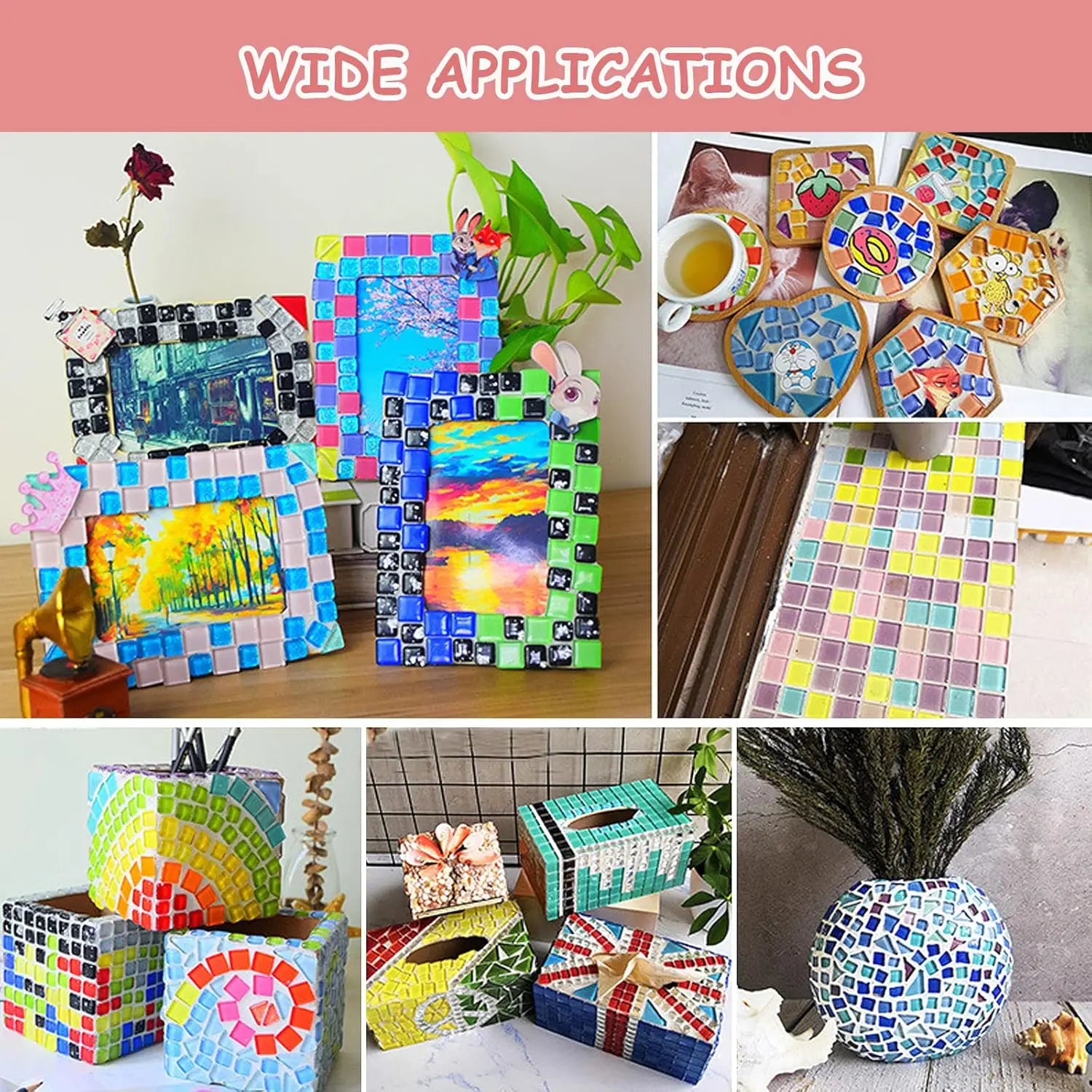 Crystal Glass Mosaic Tile Set – Mixed Shapes & Colors for DIY Glass Mosaic Tiles Zpaxo