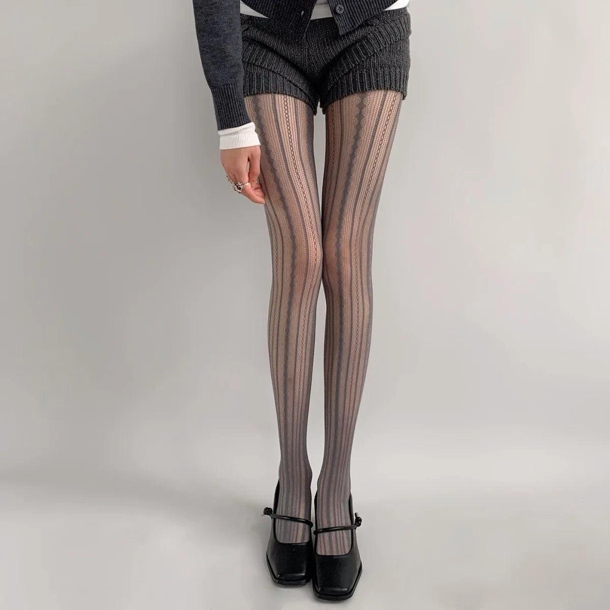Lolita Stockings Womens Fishnet Tights Sexy Geometric Striped