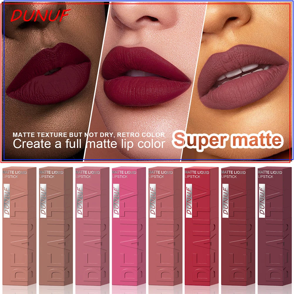 Velvet Matte Lip Gloss Matte Velvet Smooth Easy Dimensional Plumping Lipstick -To-Apply Square Tube Lip Gloss Waterproof Three Zpaxo