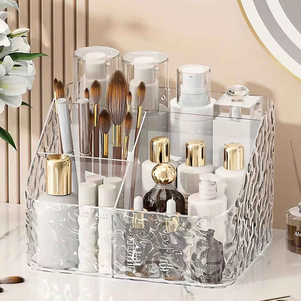 4-Compartment Clear Acrylic Makeup & Desk Organizer Storage Box Acrylic Desk Organizer Zpaxo