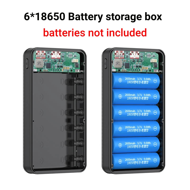 22 5W Fast Charging 10W Wireless DIY 18650 Battery Storage Box LED