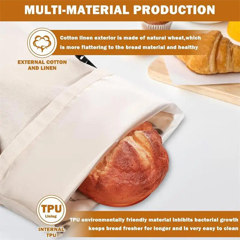 Reusable Cotton Bread Bag with Snap Buckle | Eco-Friendly