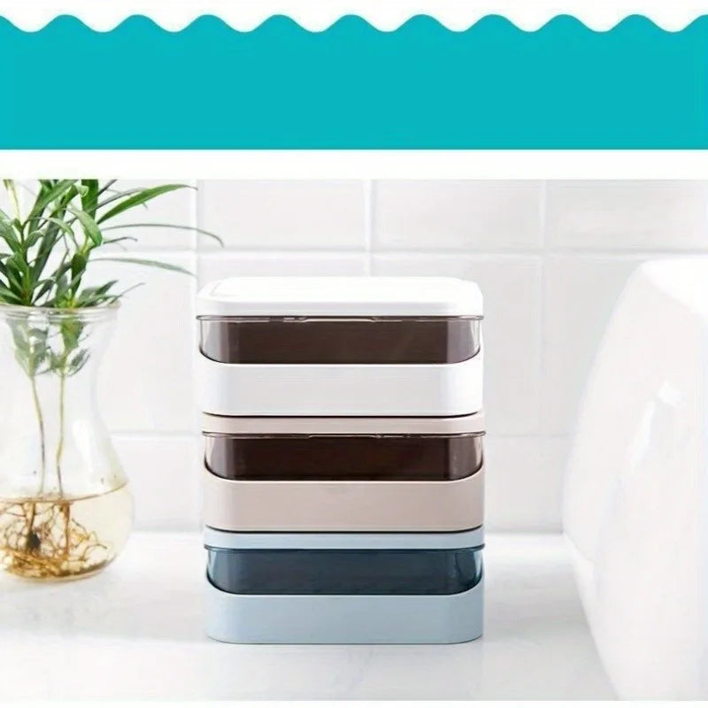 Versatile Soap Storage Container Lid Draining Rack Great Bathroom