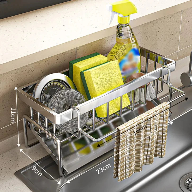 Kitchen Sponge Holder Stainless Steel Sink Drain Rack Soap Drainer Towel Rack Shelf Organizer bathroom Storage Accessories Zpaxo
