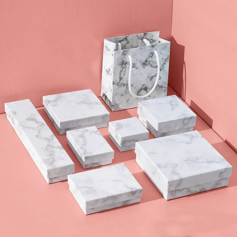 Marble Jewelry Gift Box – Ring, Necklace & Earring Packaging