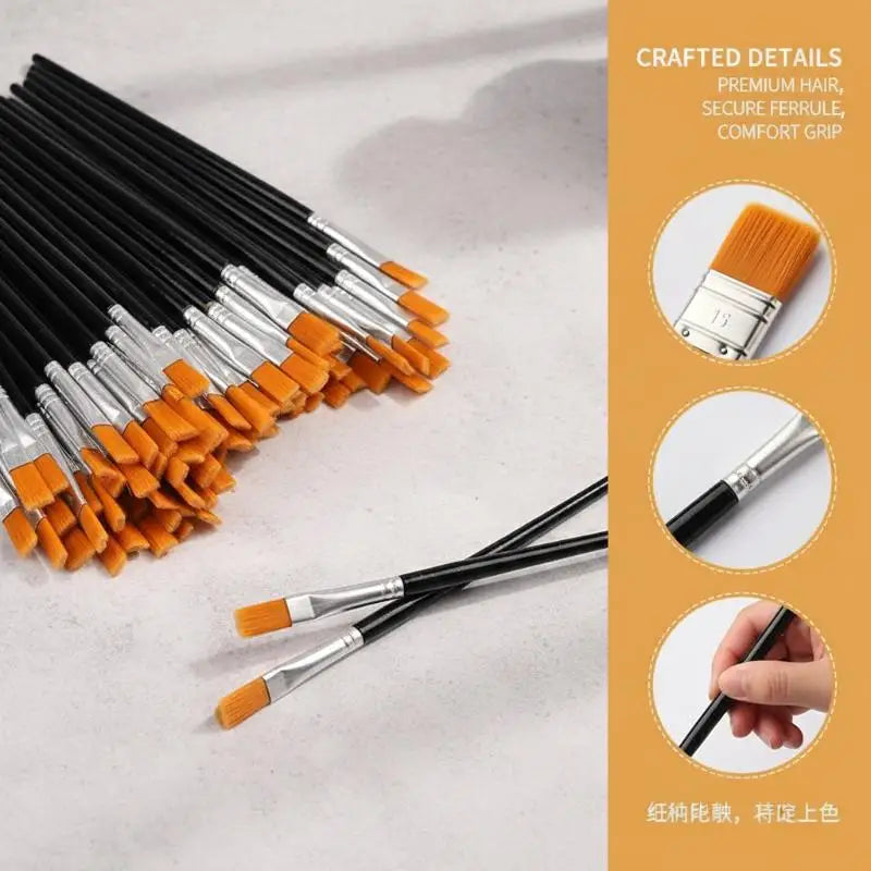 Nylon Paint Brush Set – Acrylic, Watercolor, Oil & Gouache