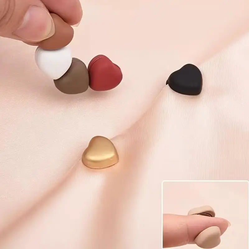 2/5pcs random Heart-Shaped Magnetic Clips – Multi-Color Detachable Magnets for Shirts, Scarves, DIY Accessories Zpaxo