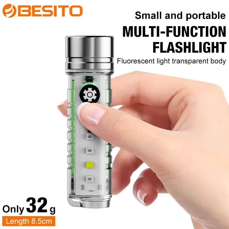 Strong Light Flashlight Magnet Working Red Blue Flashing Side Outdoor