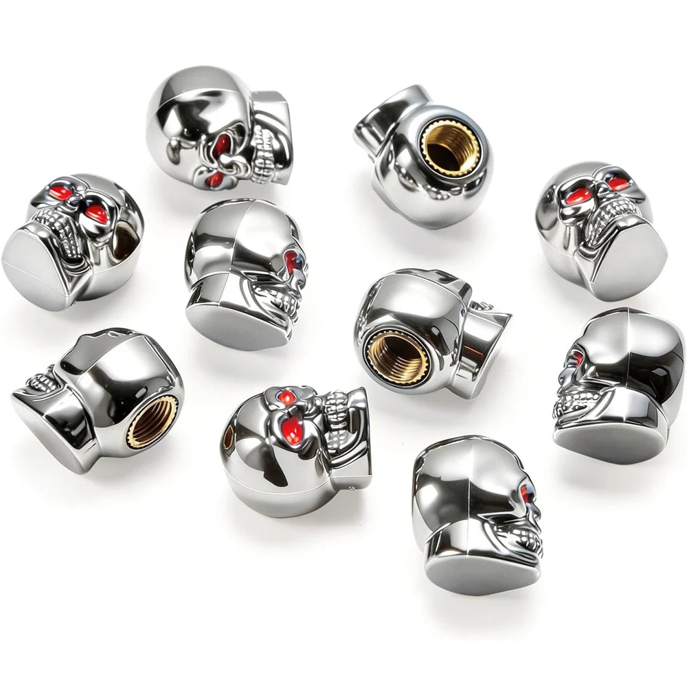 4-Pack Skull Tire Valve Stem Caps – Universal Fit | All Vehicles
