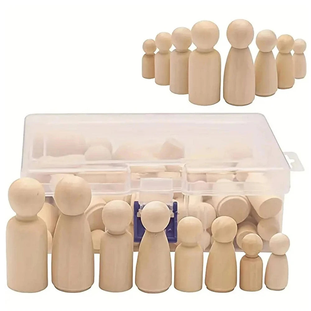 50Pcs Unfinished Wooden Peg Dolls Wooden Peg People Figures for DIY Art Craft Painting Peg Game Home Party Decor Zpaxo