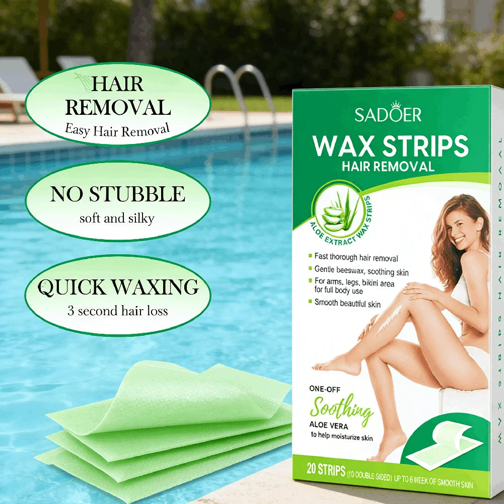 20PCS Aloe Vera Hair Removal Wax Strips – Face, Body & Legs Hair Removal Wax Strips Zpaxo