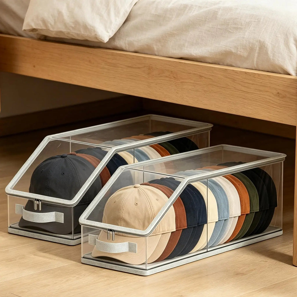 Hat Organizer Box Closet Stackable Baseball Cap Container Holder Home