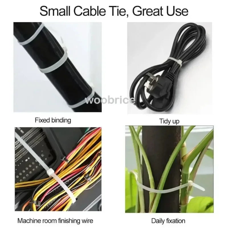 100-500pcs Black Cable Ties High Tensile Strength Self-locking Plastic Nylon Tie Uv Resistant for Home & Office Cord Management Zpaxo