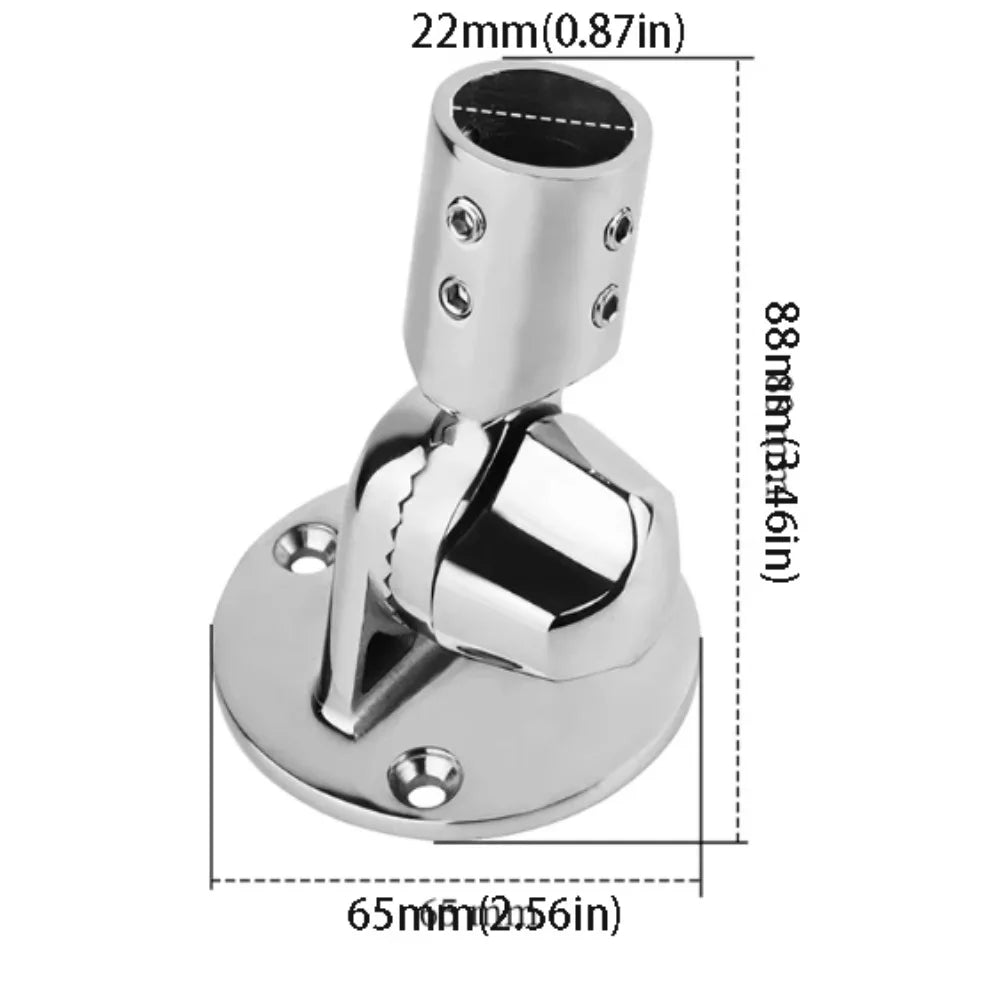316 Stainless Steel Antenna Base 25mm Round 7/8 Inch Marine Mount Deck Base Adjustable Design Antenna Ratchet Zpaxo 65mm-2.56in